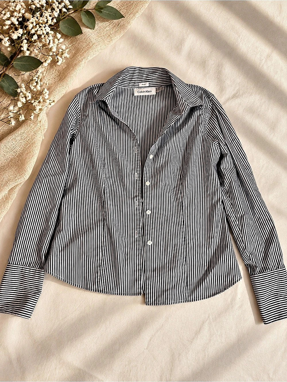 Calvin Klein Striped Button Down Shirt Size 8 Like New